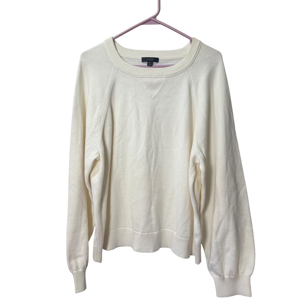 J. Crew Women's Crewneck Pullover sweater Ivory Sz XL Cotton/Cashmere Blend NWOT